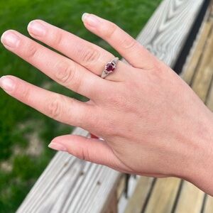 Vintage pigeon blood round ruby sterling silver